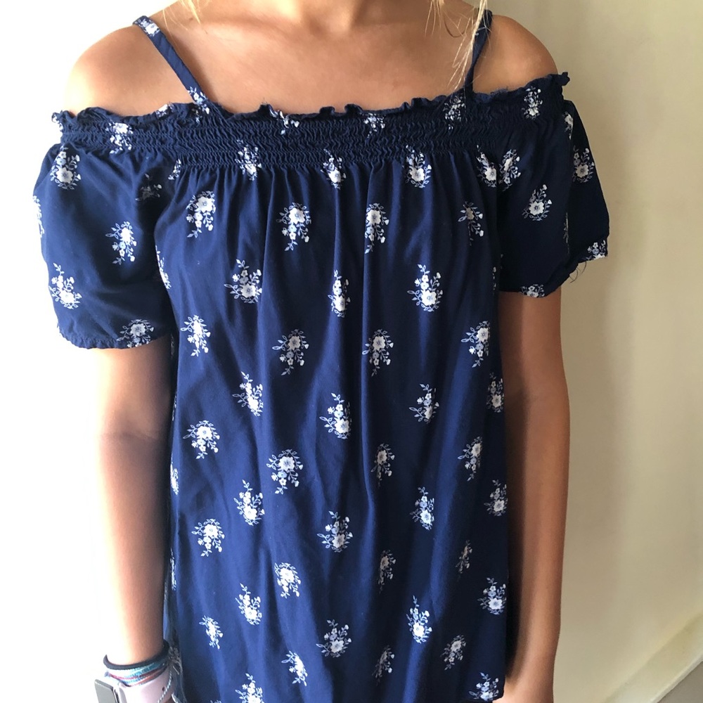 floral shoulder cut out top